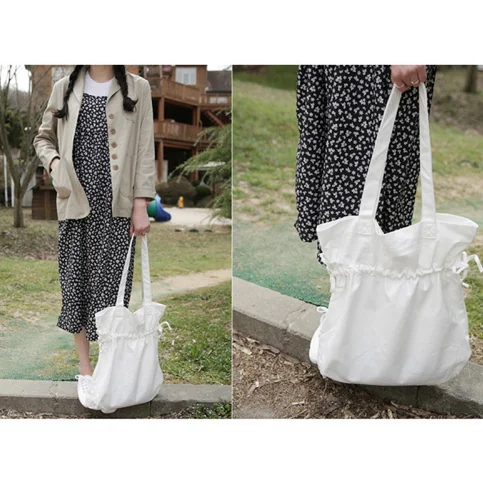 BSCI Certified Factory Drawstring Design Handbags Pure Color Shoulder Bag 100% Biodegradable Organic