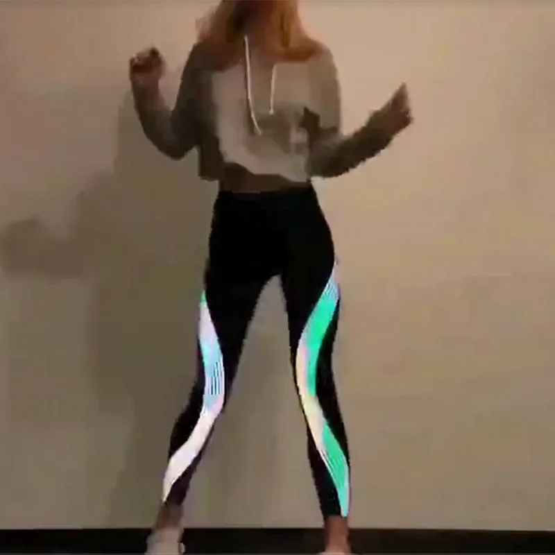 
New 2020 Reflective Strip woman women shiny spandex leggings pics sexy ass leggings for women 