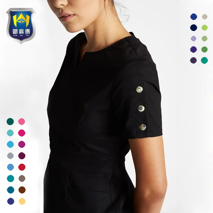 Fantastic Fit Stylish Practical Cut Nail Salon SPA Scrub Top Uniform