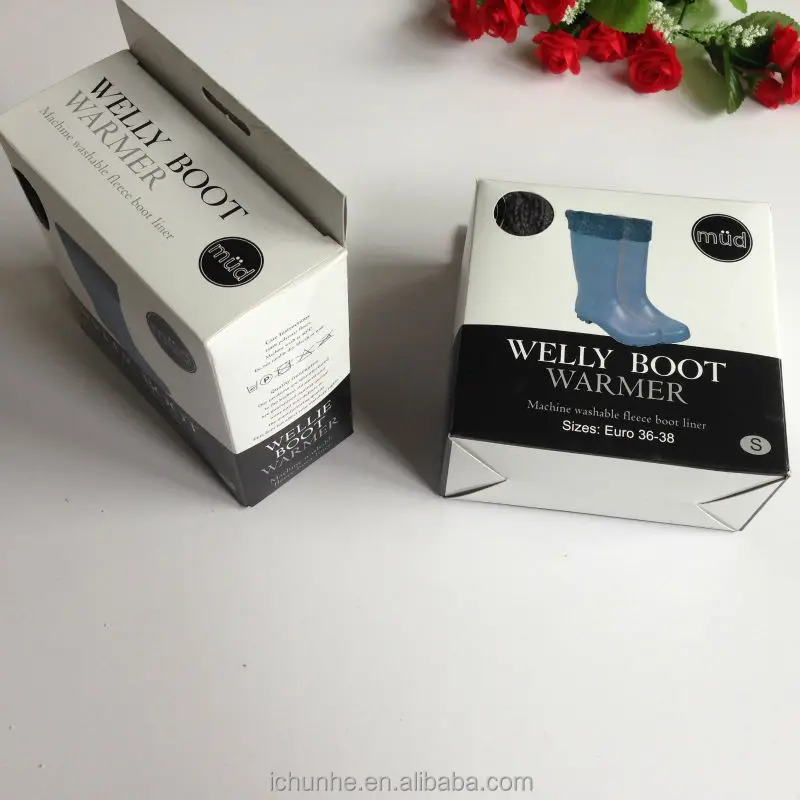 high quality winter fleece rain boot socks with knit cuff