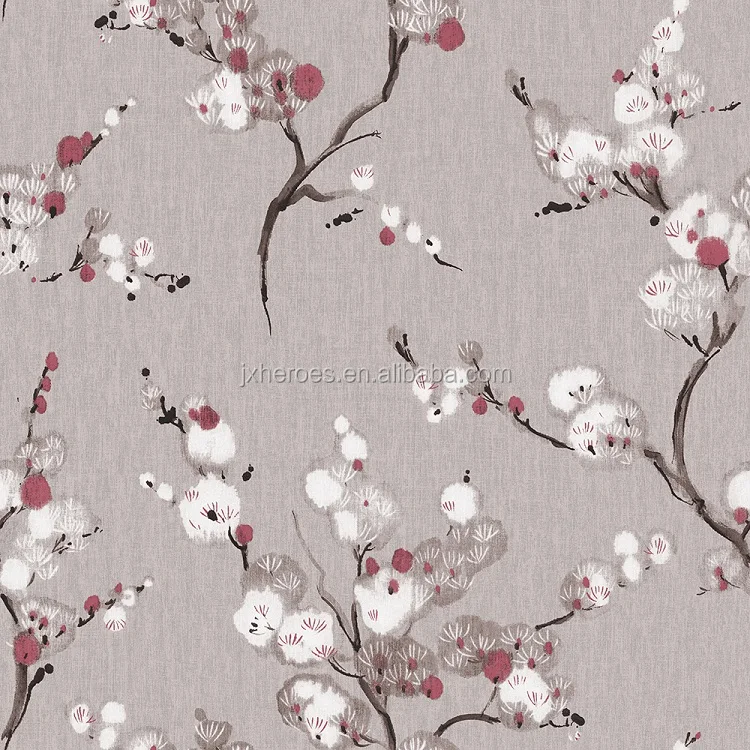 Chinoiserie Elegant Ink Plum Blossom Design Non Woven Bedroom Wallpaper