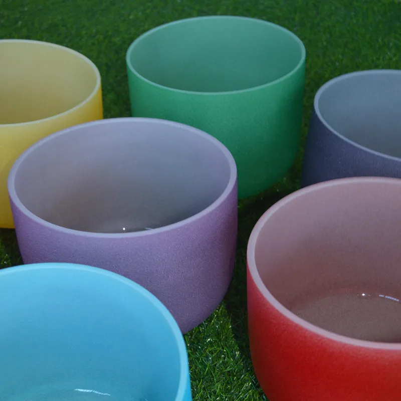 Набор чакр, звукоисцеляющая цветная Поющая чаша из матового кристалла, 7 различных цветов чакр, Кварцевая Поющая чаша