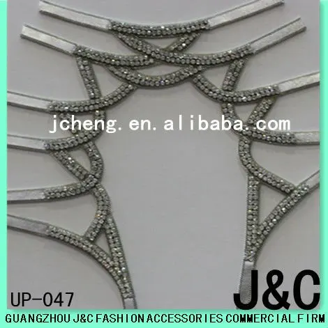 
2012 Rhinestone metal cup chainPU uppers shoes material for dancing shoes 