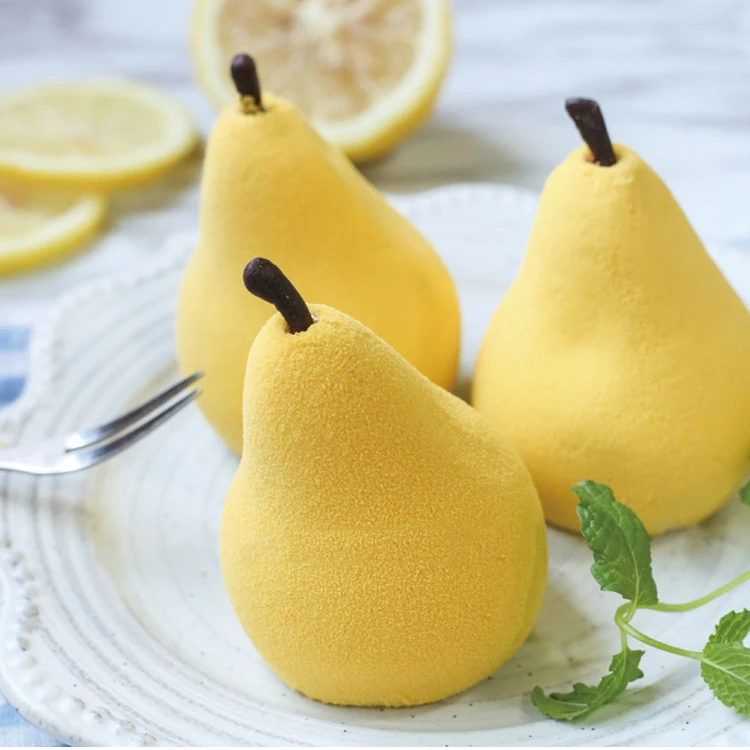 Hot Selling Lemon Pear Shapes 3D Fruit Silicone Mousse Cake Mold