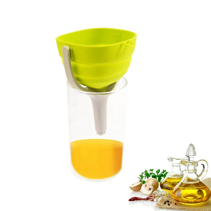 3 Pieces Kitchen Accessories Gadget Silicone Collapsible Oil Funnel Kitchen Folding Funnel for Liquid Transfer