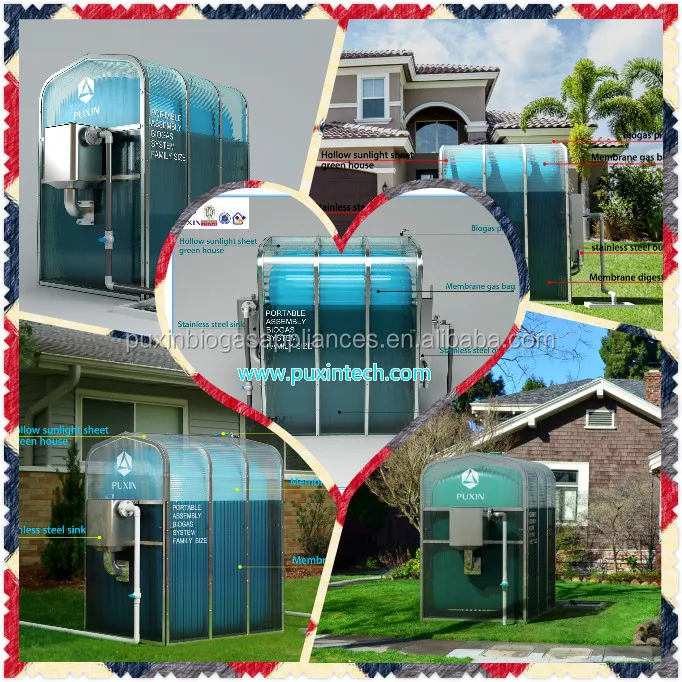China Puxin Family Size Portable Biogas Anaerobic Digester for Abattoir House Waste Disposal