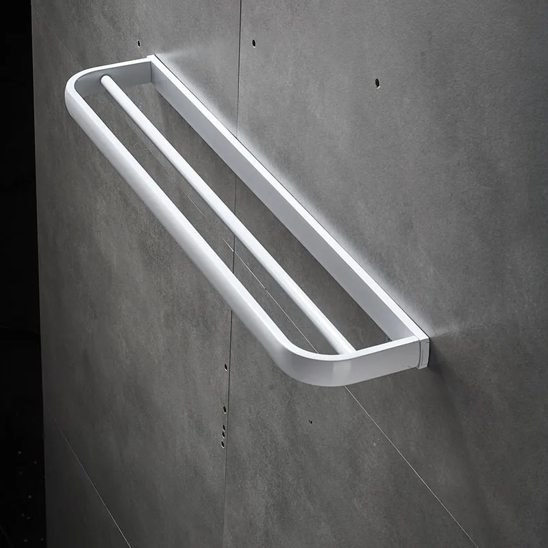 
Bathroom Accessories Simple Style White Color Wall Mounted Brass Bath Towel Shelf Holder Wall Mounted Towel Bar Rack 