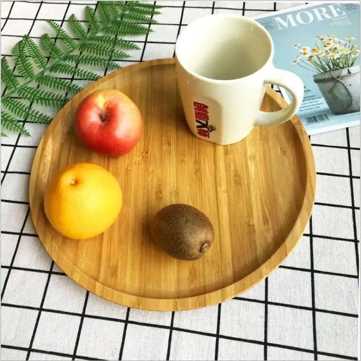 Bamboo round tray fruit plates tray