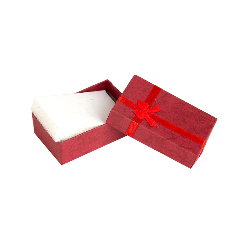 Custom logo small jewelry paper packaging gift box girls earring jewelry mini color cheap packing storage box with ribbon