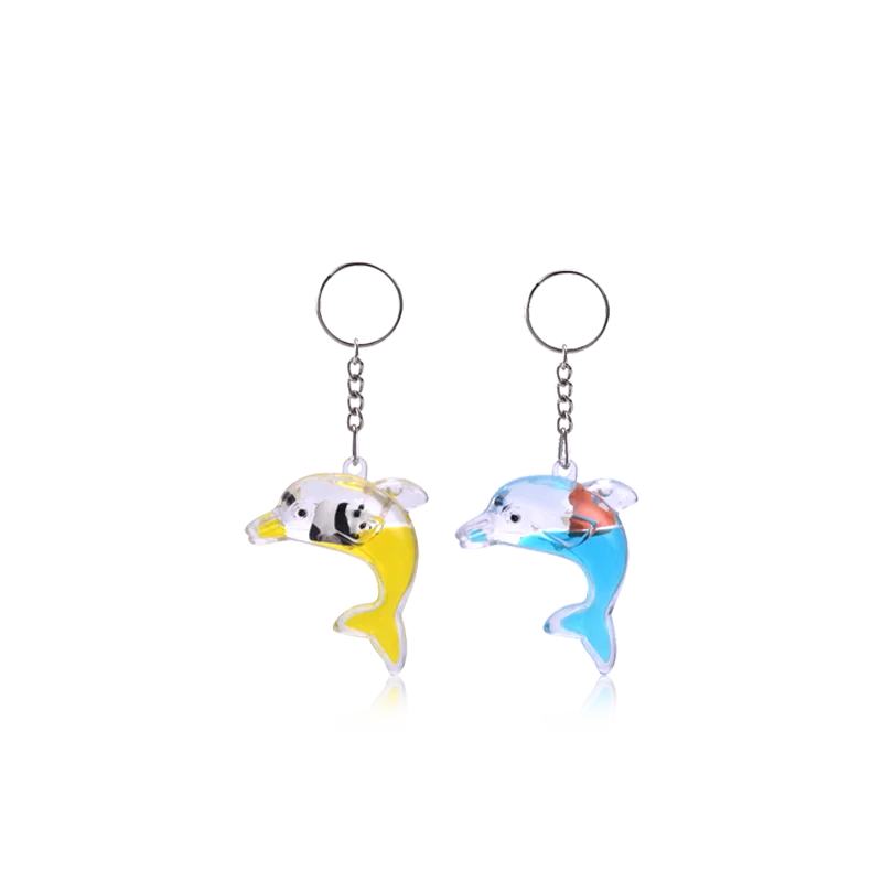 Promotional Plastic Keyrings Creative Boat Shape Oil Liquid Floating Keychain