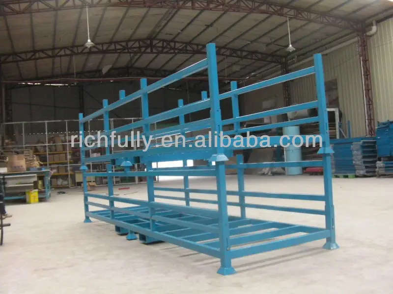 Steel Foldable Stacking Rack used for stock or transport carry long aluminium alloy tubes at workshop or warehouse