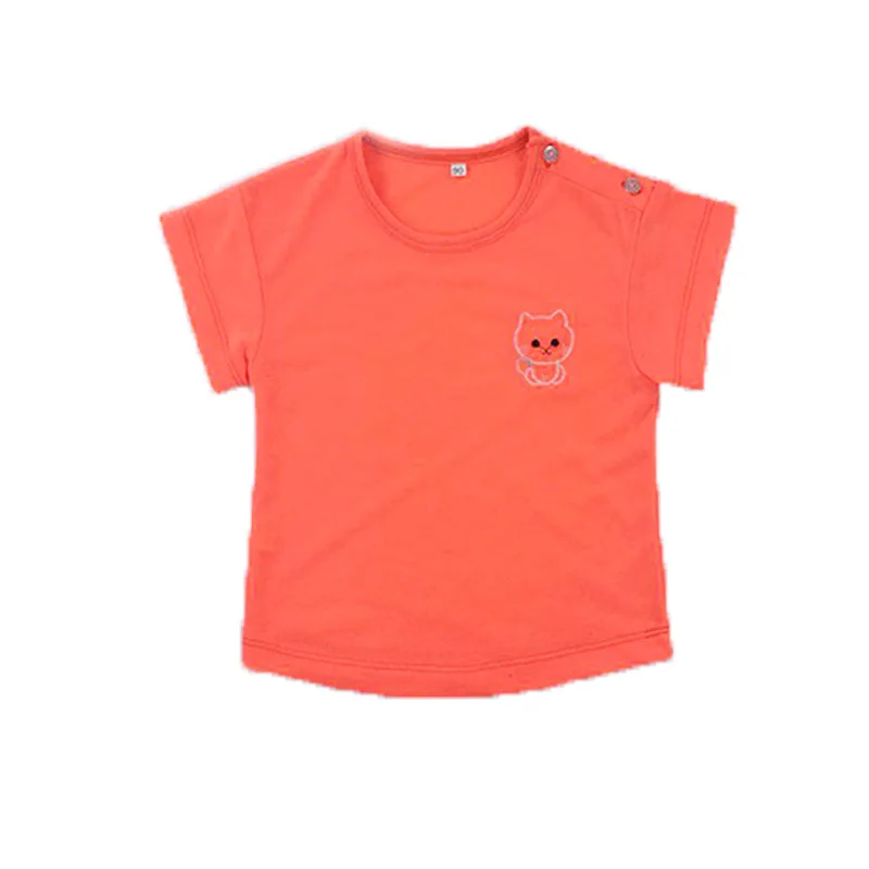 
Wholesale embroidery kitten orange baby boy t-shirt 