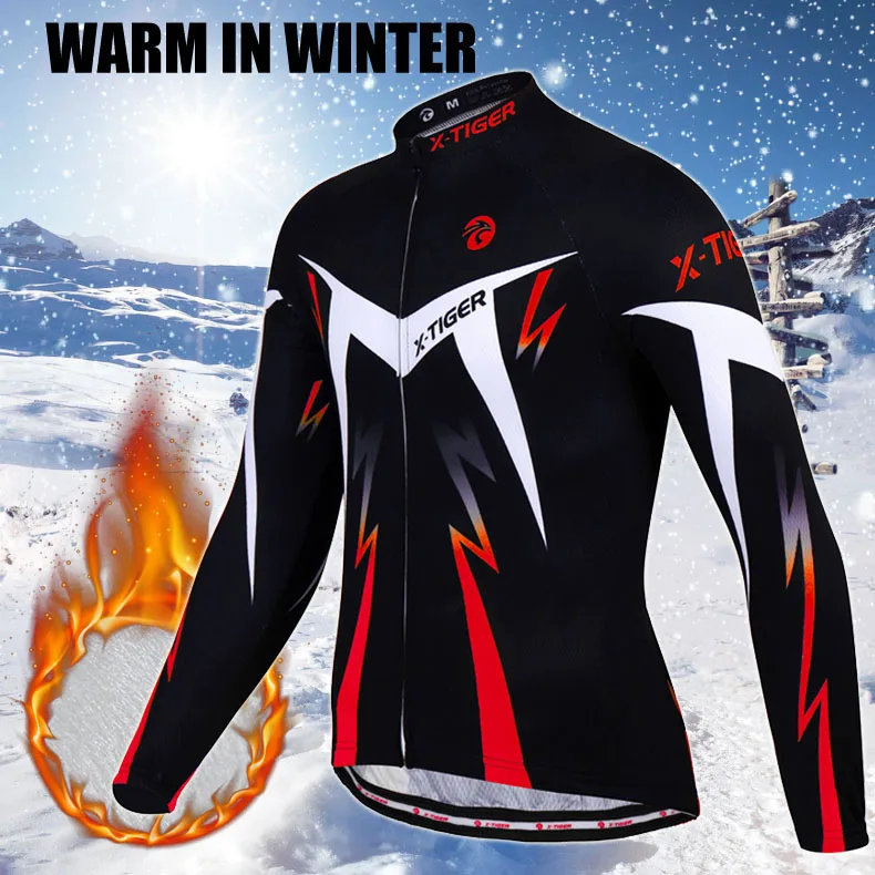 
X-Tiger Winter Cycling Jersey Set Long Sleeve Racing Bike Clothes Thermal Fleece MTB Bicycle Keep Warm Cycling Clothing 