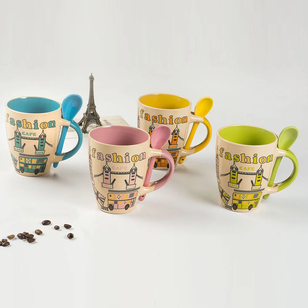 
New Fashion Ceramic Mug and Spoon for Coffee Wholesale 