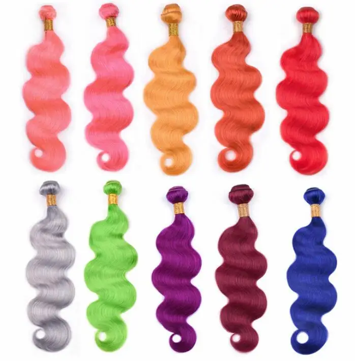 
 Толстые натуральные человеческие волосы 8A 9A 10A, цвет 613 розовый, фиолетовый, синий, красный, зеленый, серый, блонд, Европейский пучок волос  