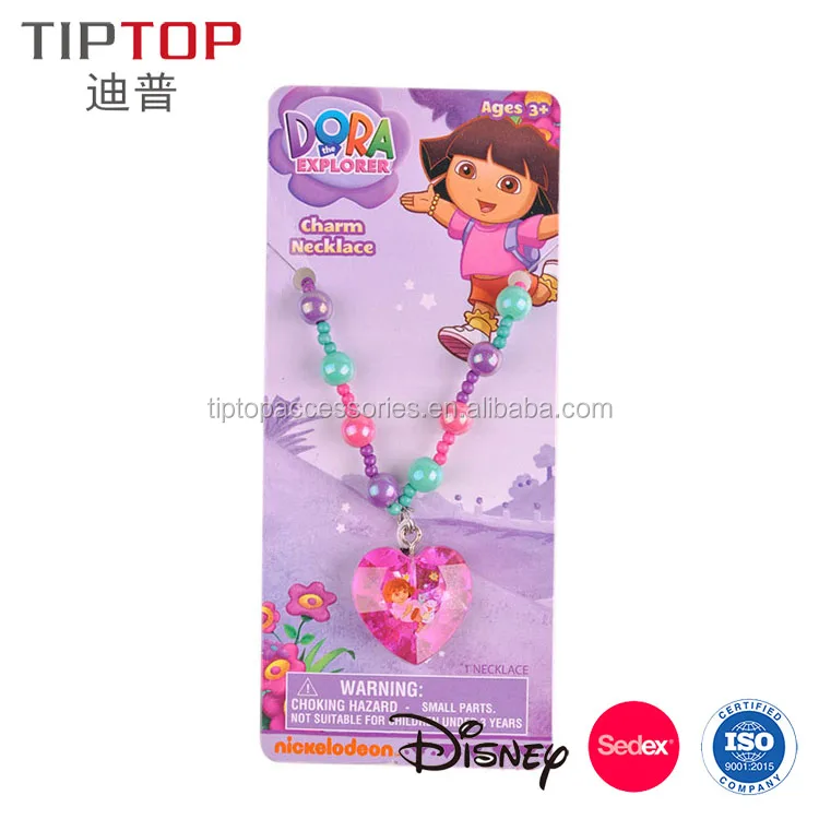 dora Plastic Bead Necklace With Charm