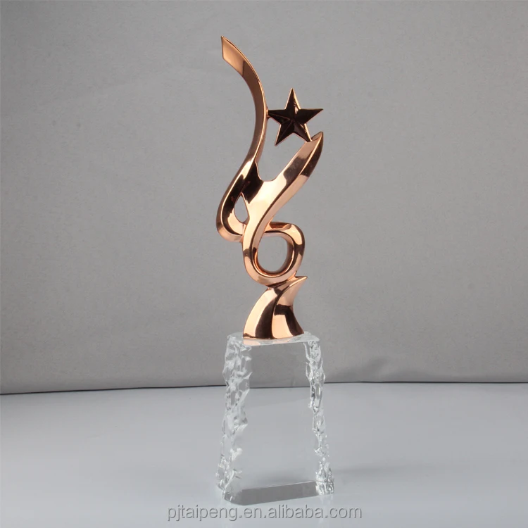 
High quality star shaped crystal and metal medal trophy awards for souvenir with crystal base 
