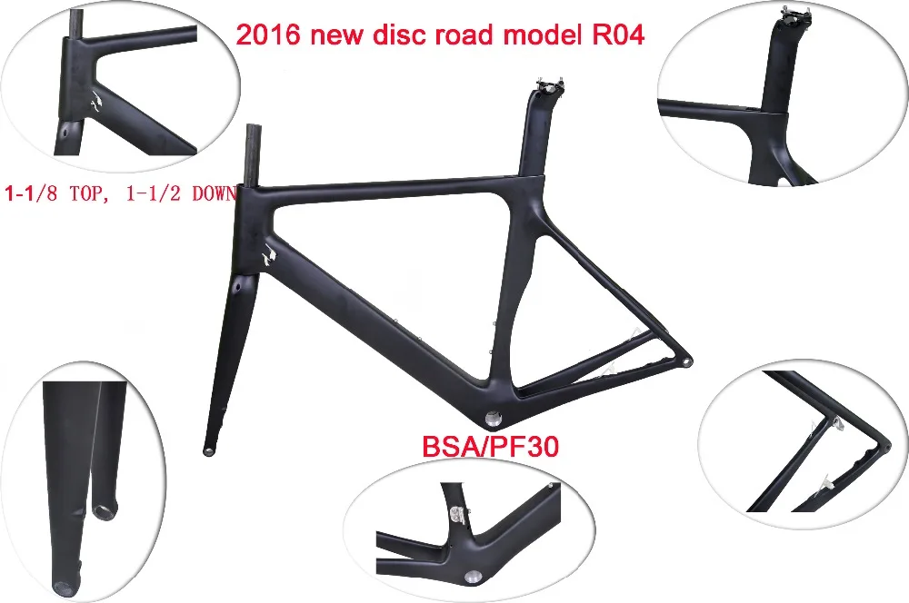 Free Shipping R04 High quality carbon fiber chinese carbon bike frame Disc brake fit Max 28C tires road bike frameset