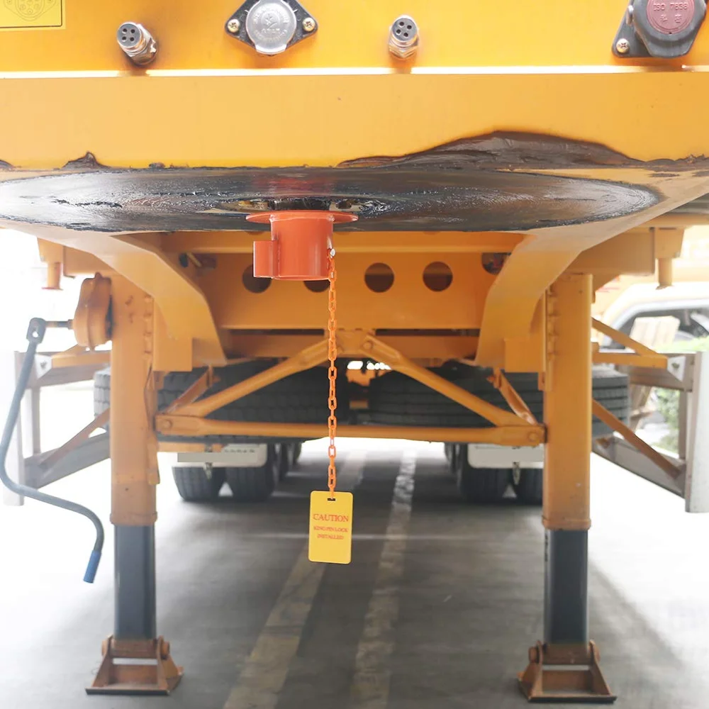 ENJOIN  Heavy Duty Steel Kingpin Lock 5Th Wheel Trailer Lock King Pin Orange Lock with Bright Yellow Caution Tag