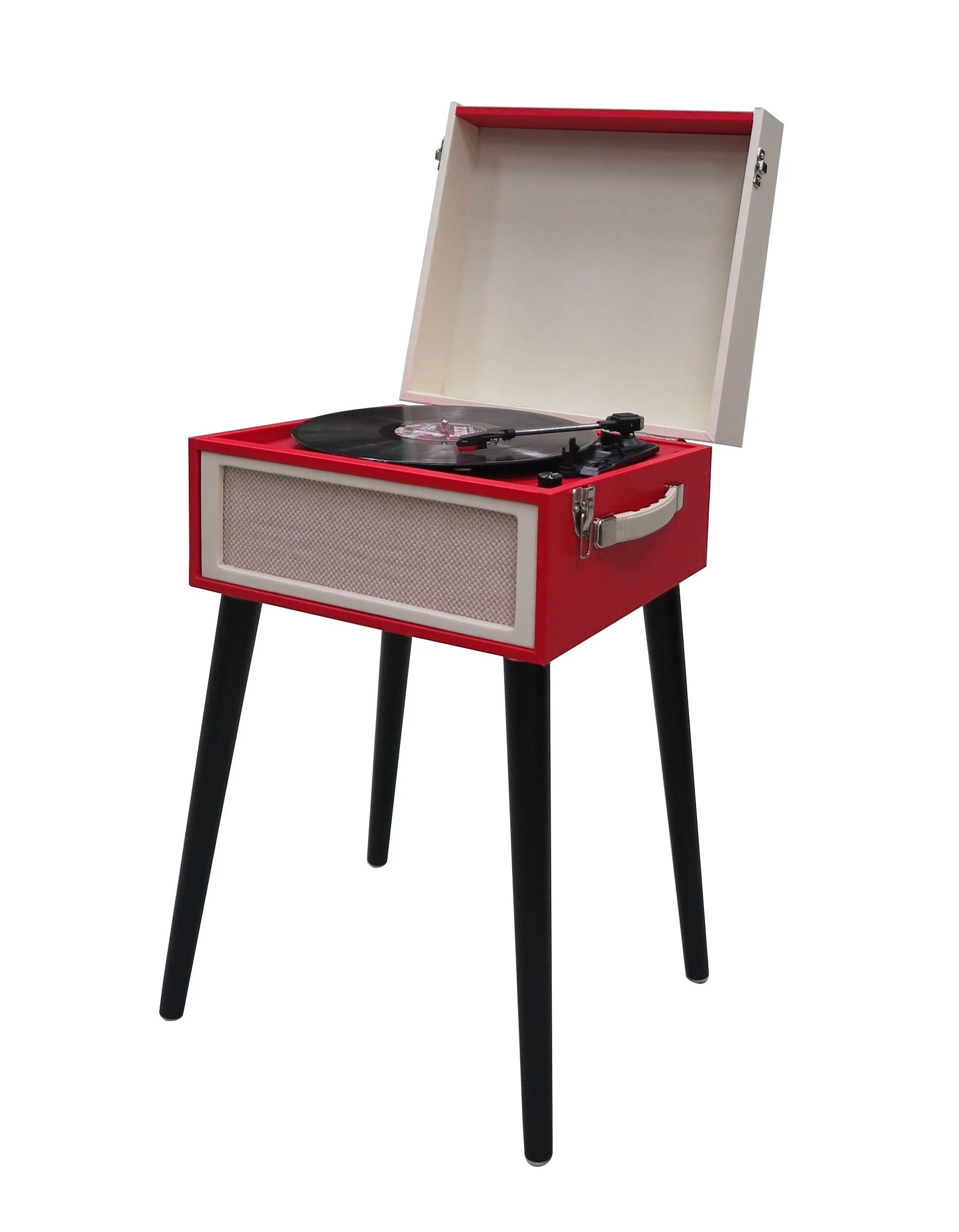 Crosely style record player old turntable,portable phonograph with stands