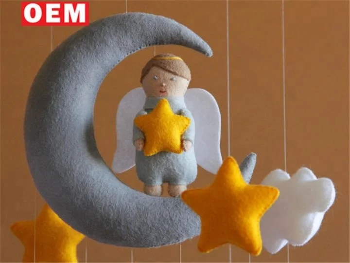 
YLM Yellow and gray nursery decor baby Crib mobile Moon and stars 