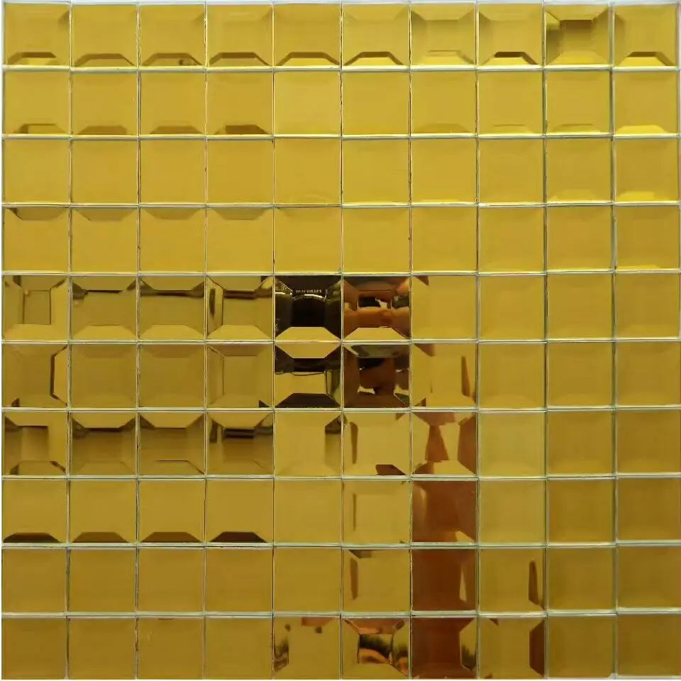 300*300mm Gold shining crystal glass mirror mosaic