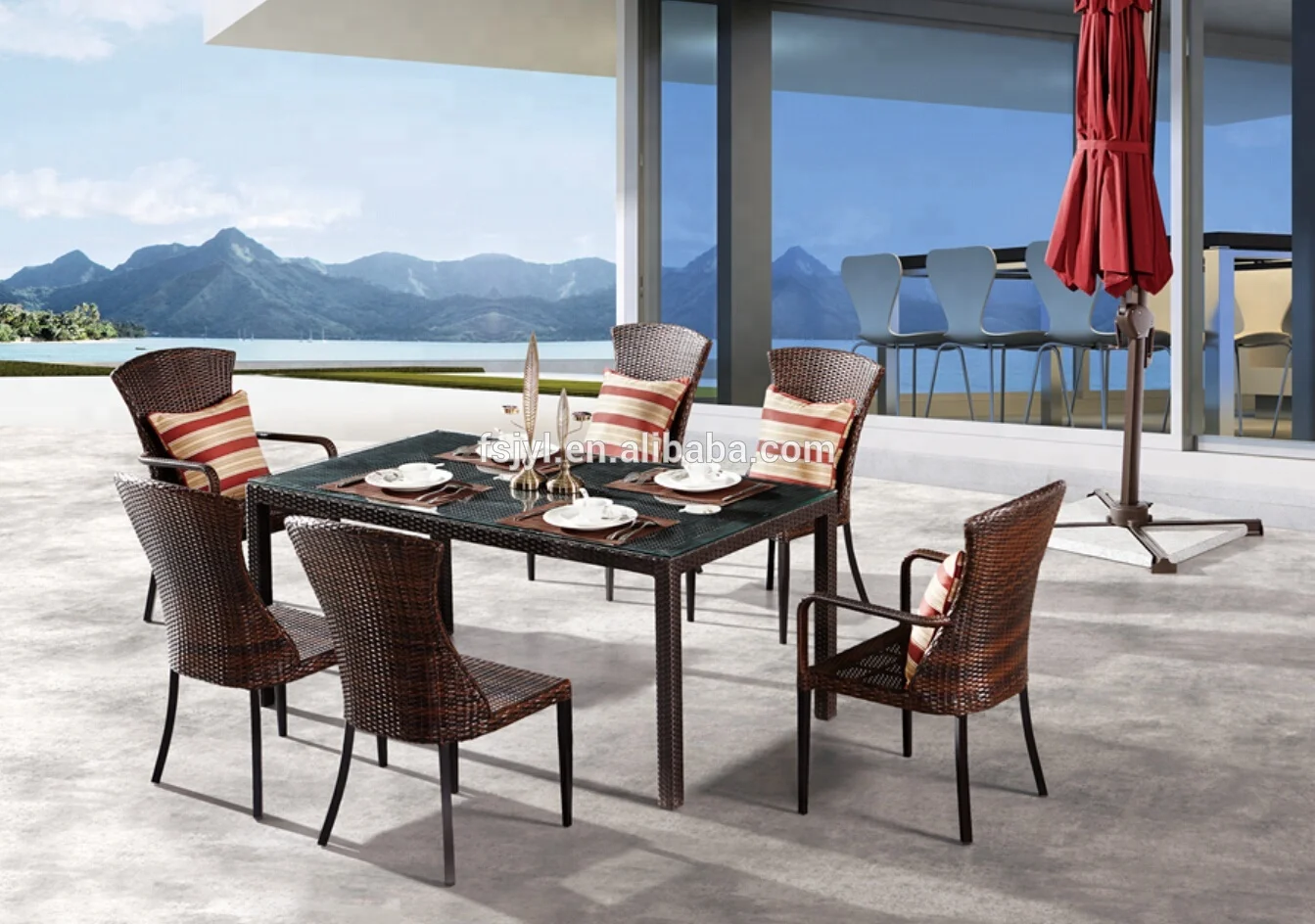Popular outdoor rattan furniture dining set for garden home used