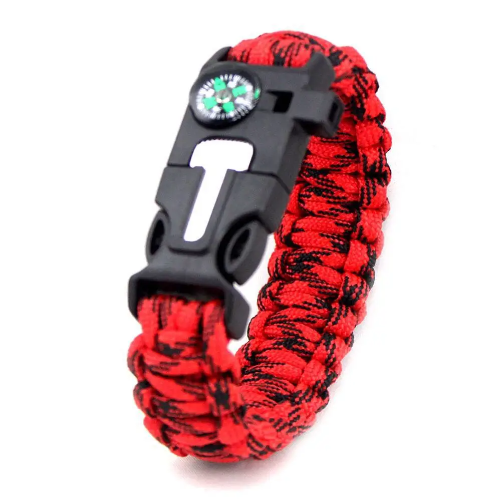 Paracord Bracelet for Outdoor Camping Survival Stylish Bracelet with Fire Starter, Loud Whistle, Compass & Emergency Knife