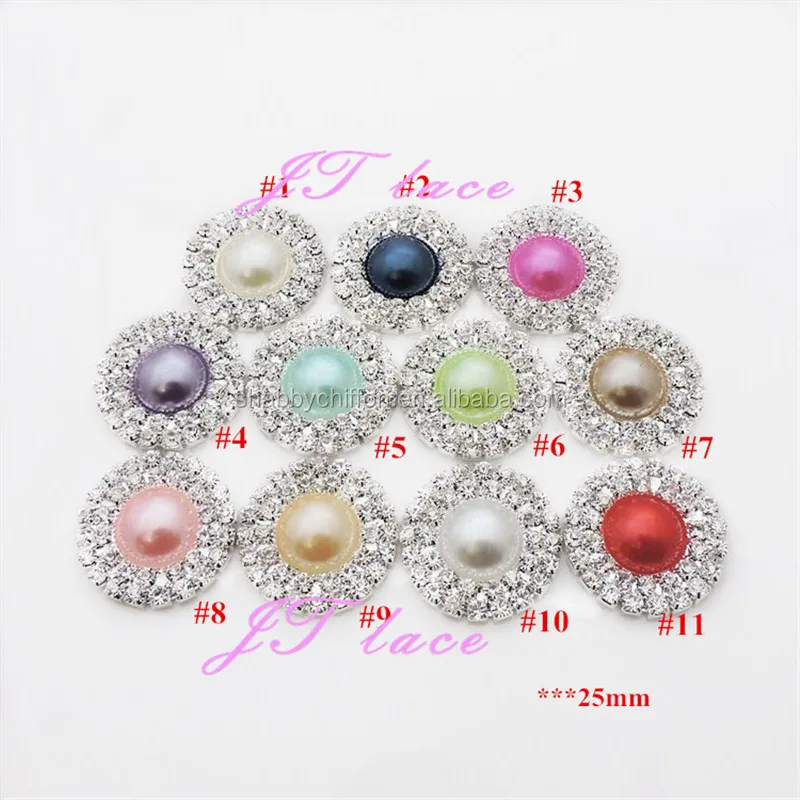 
25mm sparkle pearl rhinestone button/chic hair accessories/ boutique button 