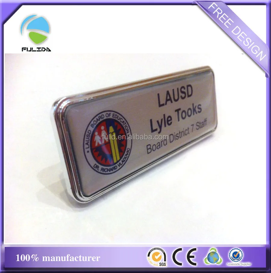 Auto 4S Shops Silver Metallic Sales Worker Name Tag with a Silver Frame
