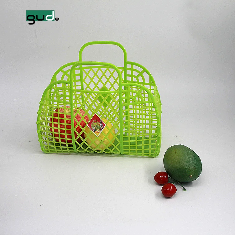 Factory supply Small Plastic Folding Basket With Hand hanging collapsible basket