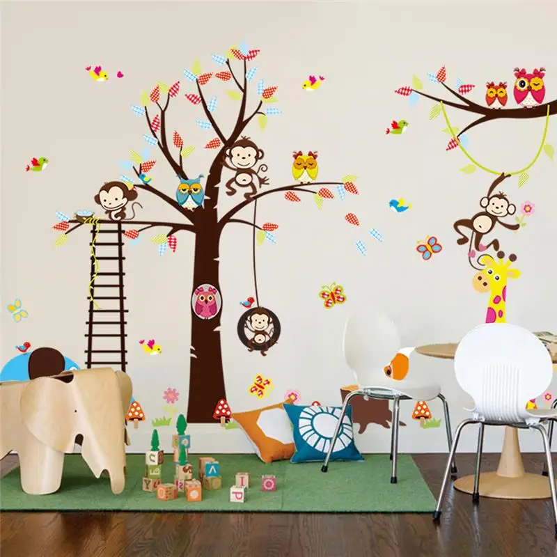 Tree Kids Stickers Removable Family Vinyl Colorful Wall Stickers Kids Bedroom,Home Decorative Kids Wall Stickers Tree