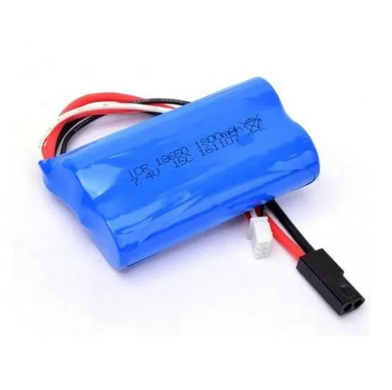Li ion Battery Packs ICR18650 2S1P 7.4V 1800mAh 2 Single Cells Deep Cycle 15C High Continuous Discharge Rate for Power Tools, RC