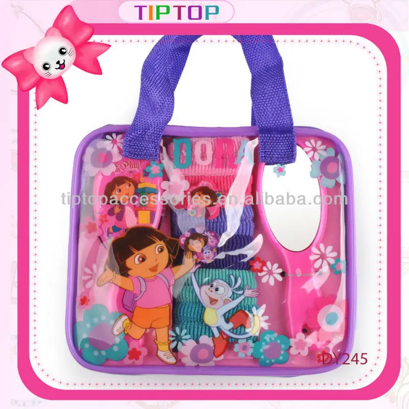 
2015 dora nickelodon hair elastic bands and mirror with bag 