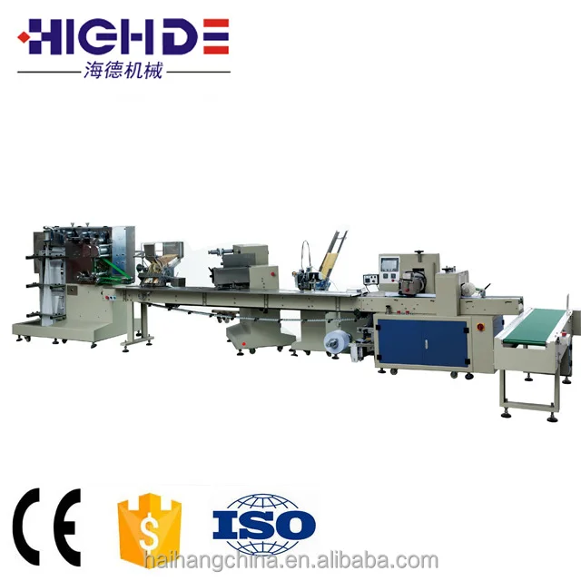 
disposable spoon knife fork auto feed wet wipe/tissue paper making packing machine of Ruian China 