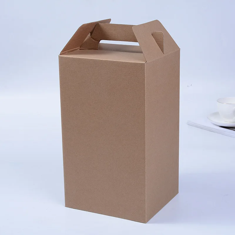 Recycled Custom print Folding brown Kraft Soap e flute Corrugated Packaging Cardboard carton Paper gift bottle Box With Handle