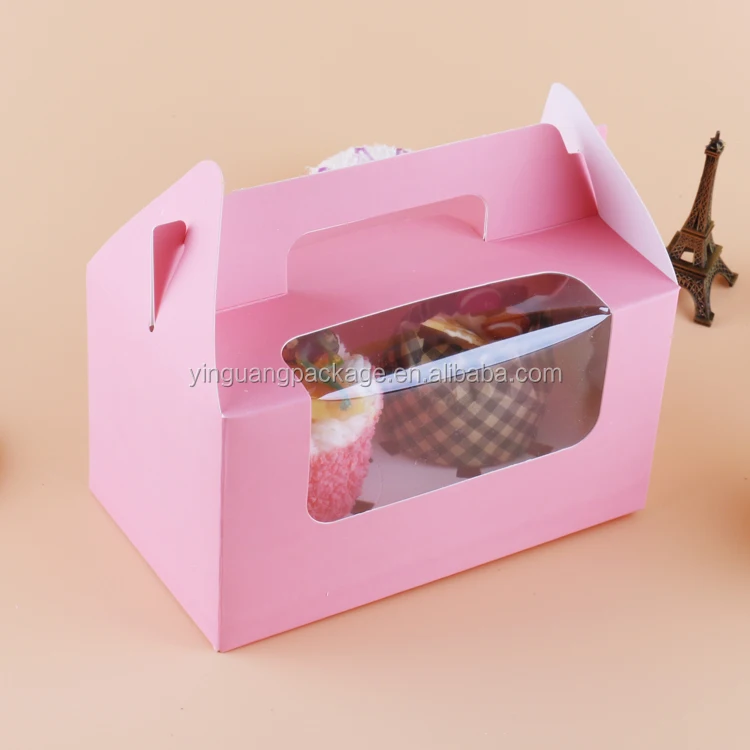 Customized Food Grade Paper Muffin Cupcake Donut Packaging Box with Clear Window