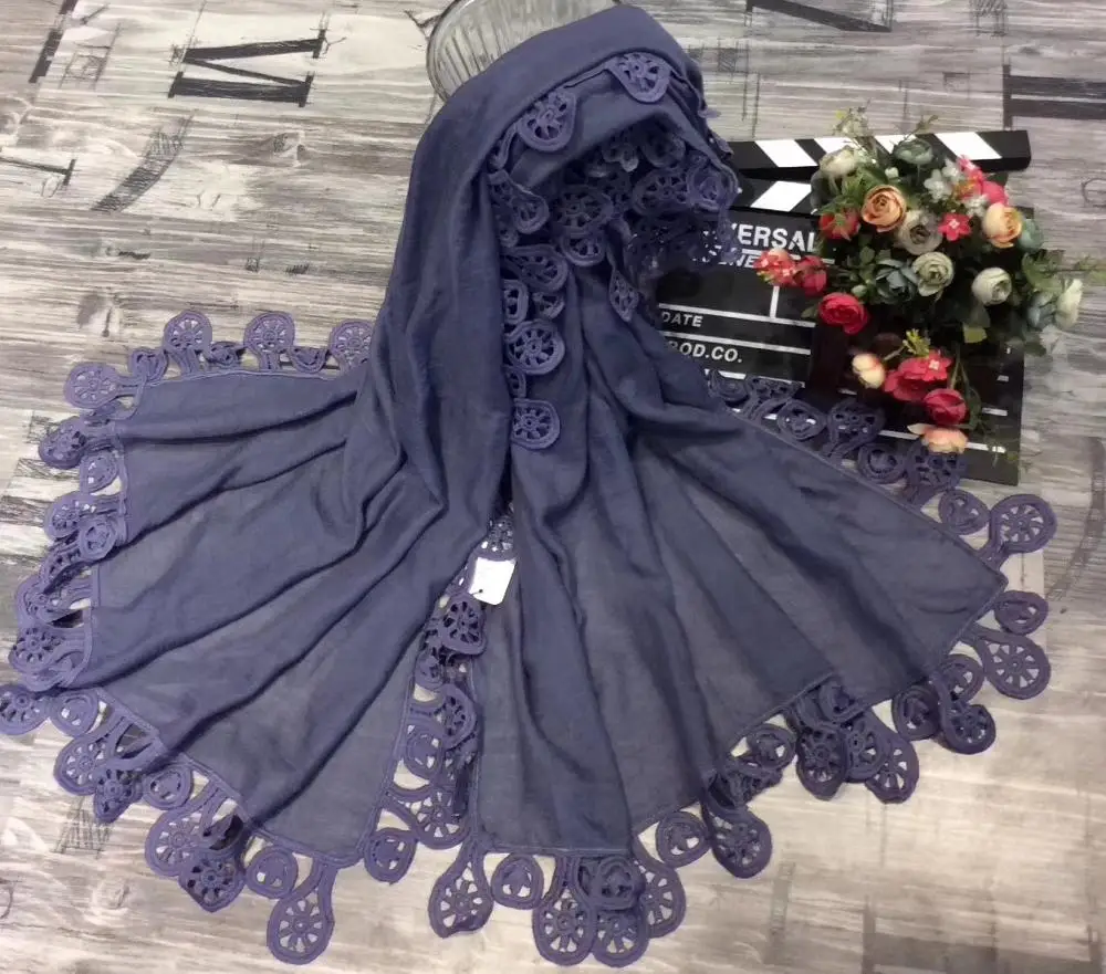 Yiwu  manufacturers muslin stunning wedding party new shawl echarpe lady TR cotton lace headscarf