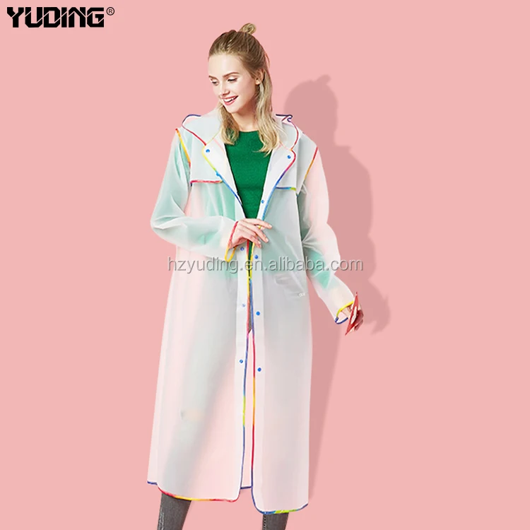 long pvc vinyl raincoat for lady, long extra large rain poncho