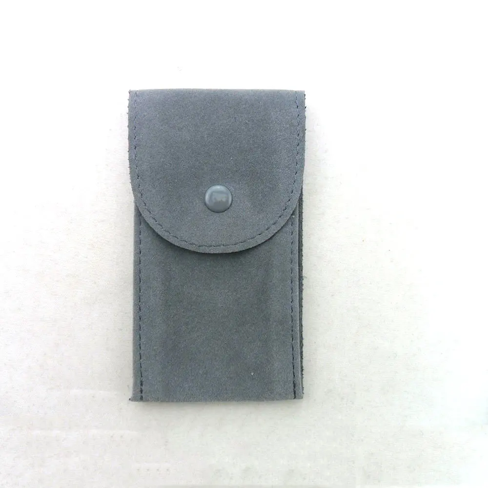 Custom Velvet Watch Pouch Bag Portable Colorful Strap Button Close Leather Watch Pouch