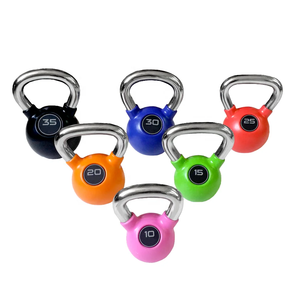Chrome Handle Color Rubber coated Kettlebell 25lb kettlebell competition