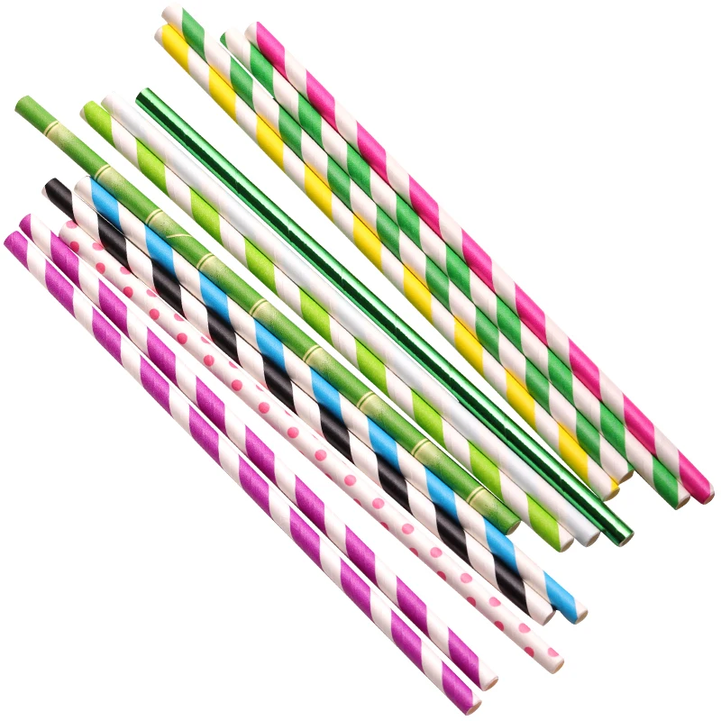 Eco-friendly different color straight long eco paper straws recycled