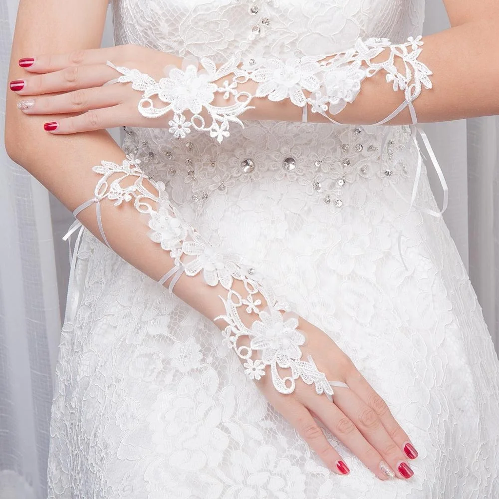 
fingerless lace bridal gloves long lace gloves 