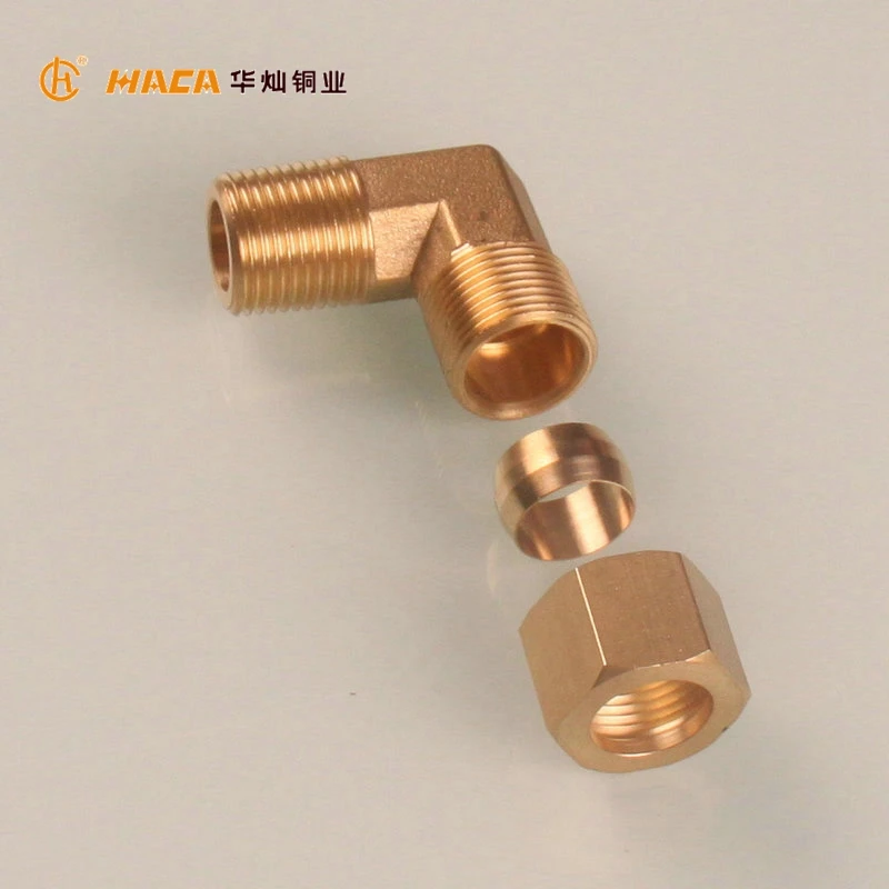 1/2 inch Brass Male Thread 90 Degree Elbow Compression Sleeve Connect Copper Pipe