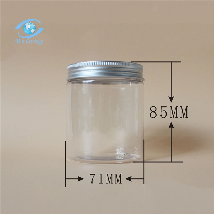 IBELONG оптовая продажа дешевых 8 унций 250 мл пустых прозрачных пластиковых контейнеров для печенья из ПЭТ с алюминиевой крышкой от производителя