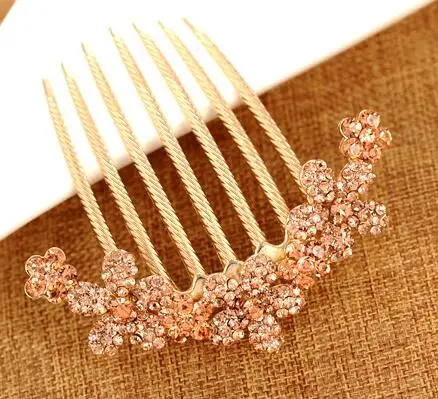 KBFS07 Fashionable hair tray rhinestone flower shape bangs hair comb elegant hair comb