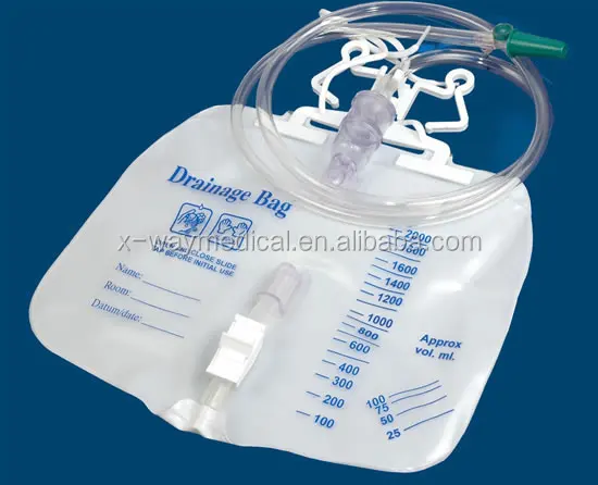 manufacturer Cheap good quality Medical disposable drainage pack with double-parts drip chamber silicone outlet 2000ml