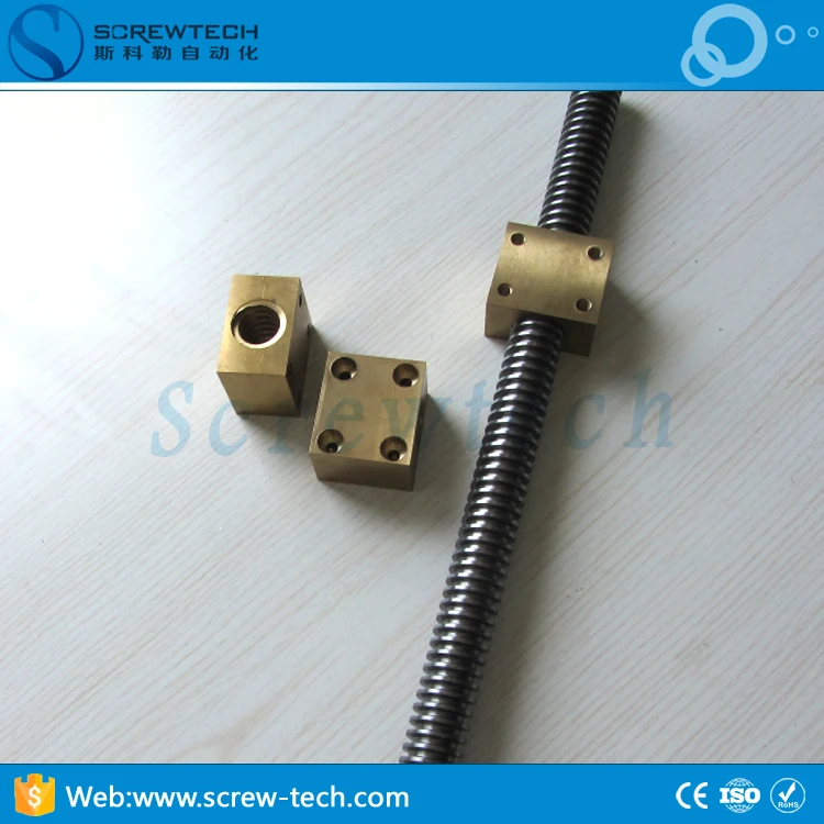 Customized Square brass nut trapezoidal lead screw Tr22x5 for wood cnc router