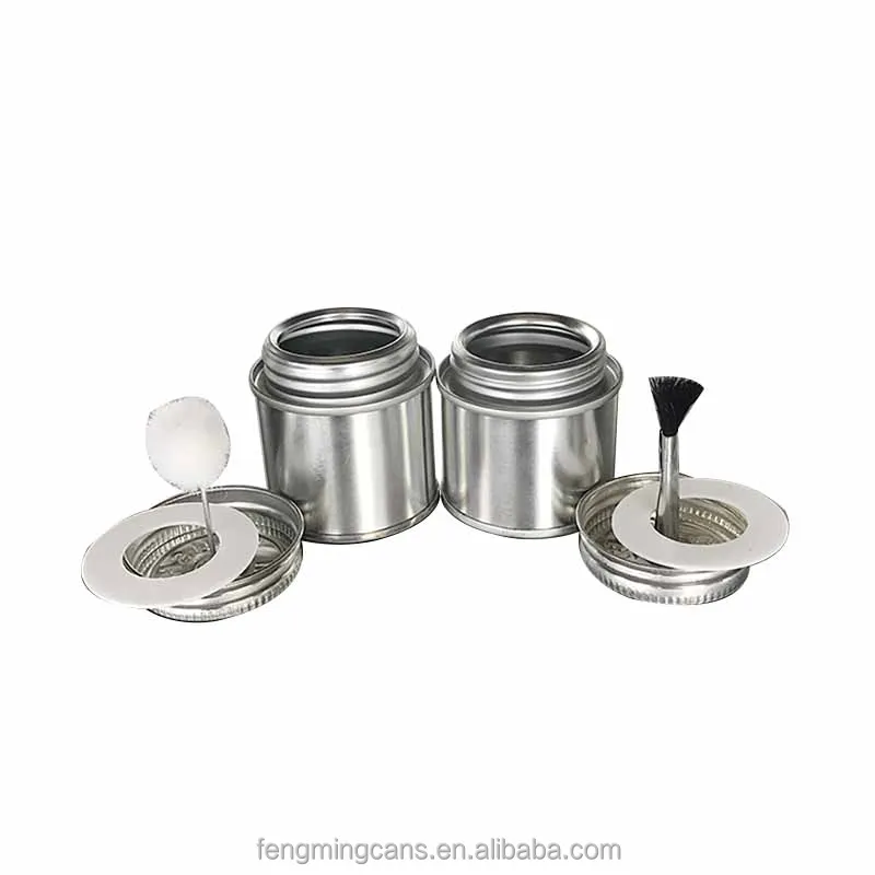 2oz little small PVC glue tin can 60ml metal candle jar with screw top and brush