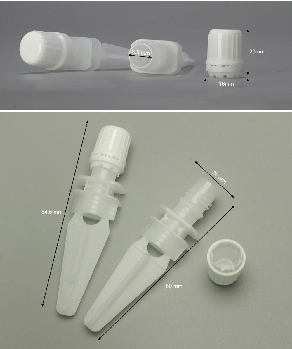 8.5mm Food grade long nozzle juice doypack plastic spout cap